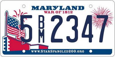 MD license plate 5BM2347