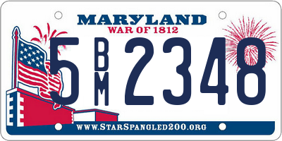 MD license plate 5BM2348