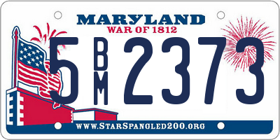 MD license plate 5BM2373