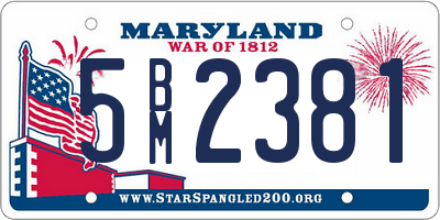 MD license plate 5BM2381