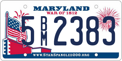 MD license plate 5BM2383