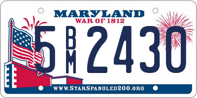 MD license plate 5BM2430