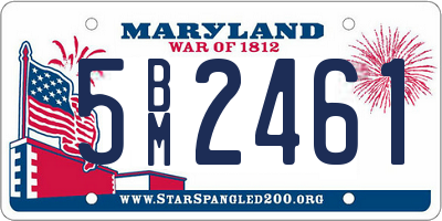 MD license plate 5BM2461
