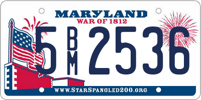 MD license plate 5BM2536