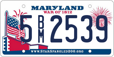 MD license plate 5BM2539