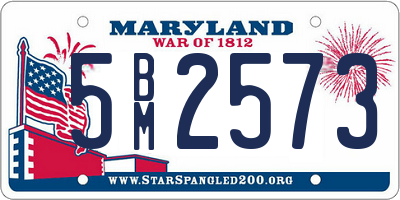 MD license plate 5BM2573