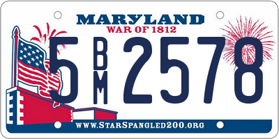 MD license plate 5BM2578