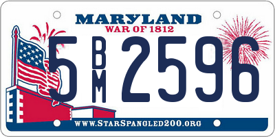 MD license plate 5BM2596