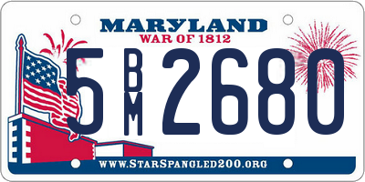 MD license plate 5BM2680