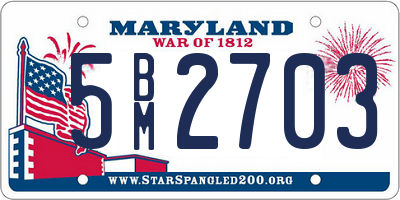 MD license plate 5BM2703