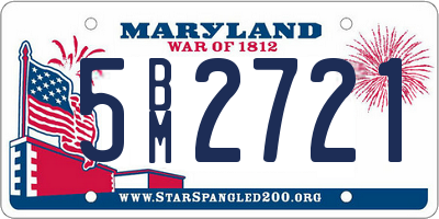 MD license plate 5BM2721