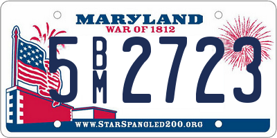 MD license plate 5BM2723
