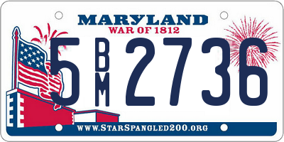 MD license plate 5BM2736