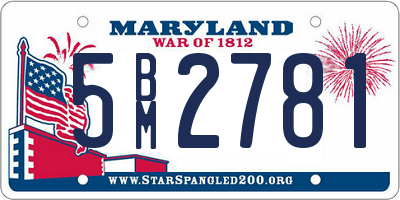 MD license plate 5BM2781