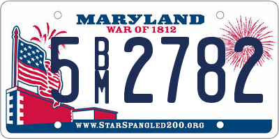 MD license plate 5BM2782