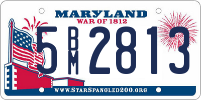 MD license plate 5BM2813