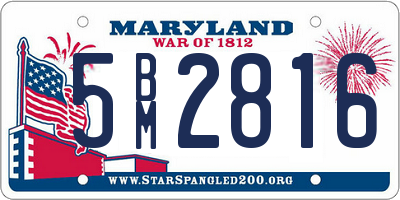 MD license plate 5BM2816