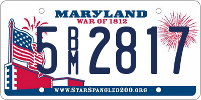 MD license plate 5BM2817