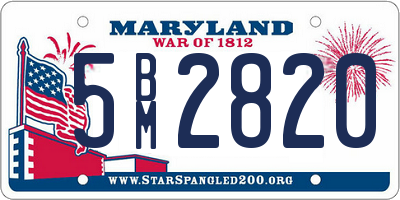 MD license plate 5BM2820