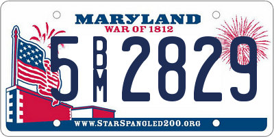 MD license plate 5BM2829