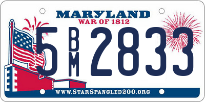 MD license plate 5BM2833