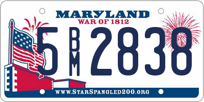 MD license plate 5BM2838