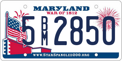 MD license plate 5BM2850