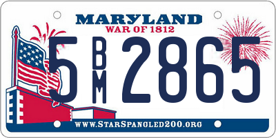 MD license plate 5BM2865