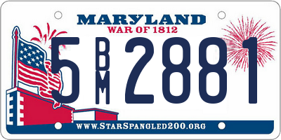 MD license plate 5BM2881