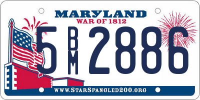 MD license plate 5BM2886