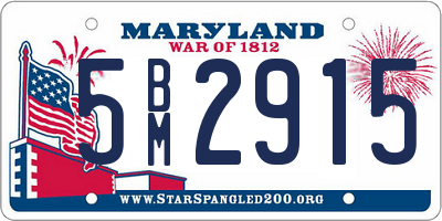 MD license plate 5BM2915
