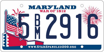 MD license plate 5BM2916