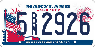 MD license plate 5BM2926