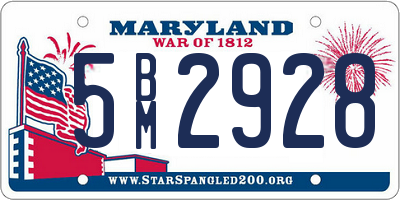 MD license plate 5BM2928