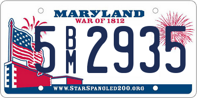 MD license plate 5BM2935