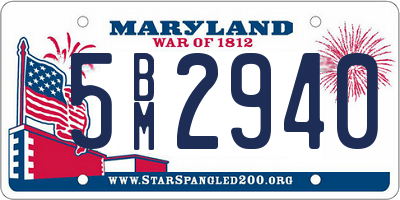 MD license plate 5BM2940
