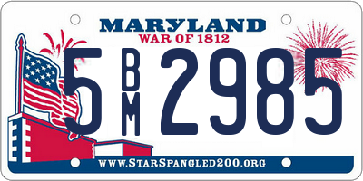 MD license plate 5BM2985