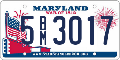 MD license plate 5BM3017