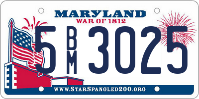 MD license plate 5BM3025