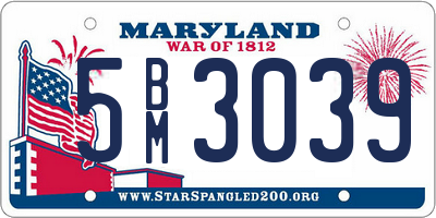 MD license plate 5BM3039