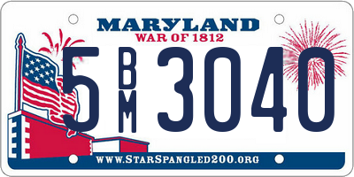 MD license plate 5BM3040