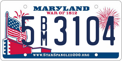 MD license plate 5BM3104