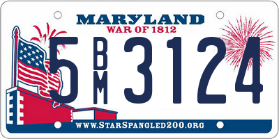 MD license plate 5BM3124