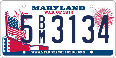 MD license plate 5BM3134