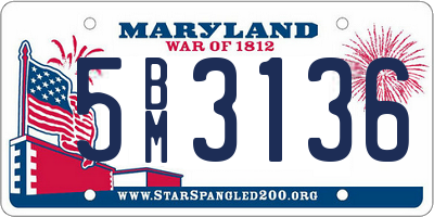 MD license plate 5BM3136