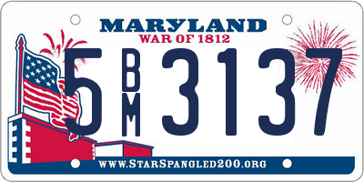 MD license plate 5BM3137