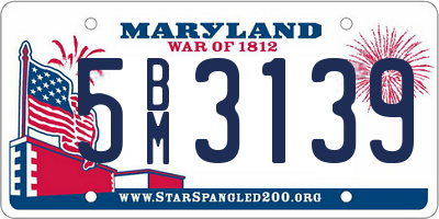 MD license plate 5BM3139