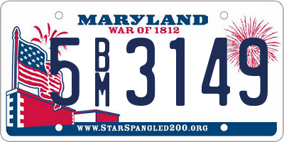 MD license plate 5BM3149