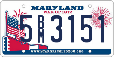 MD license plate 5BM3151