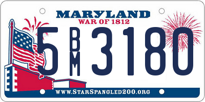 MD license plate 5BM3180